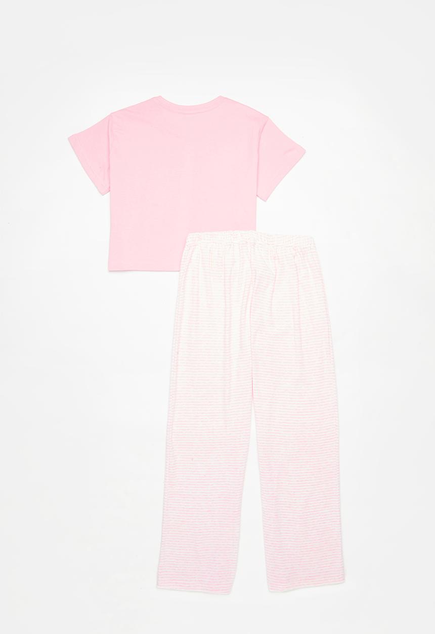Pop Candy - Tee & pants pj set-pink & stripe