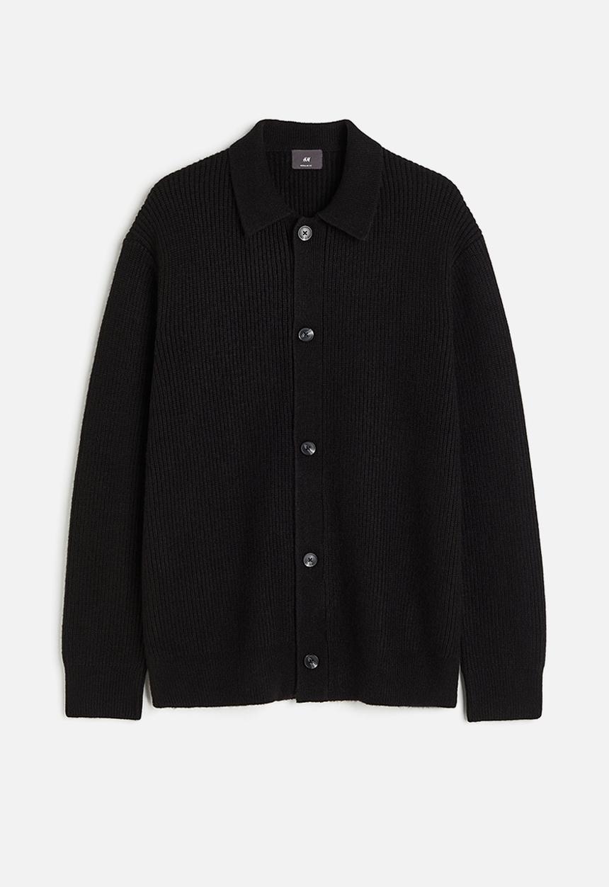H&M - Regular fit collared cardigan - black