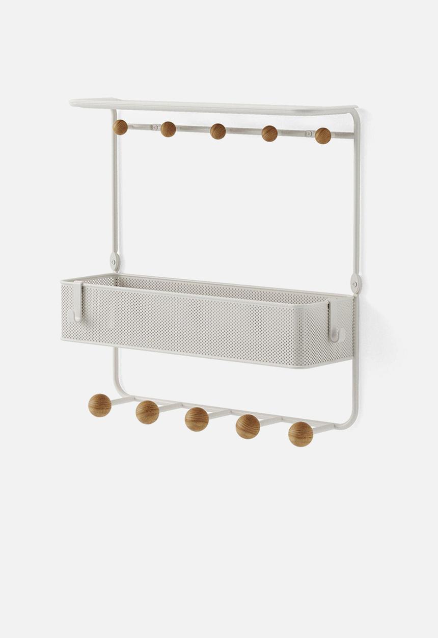 Umbra - Estique shelf with hooks - white