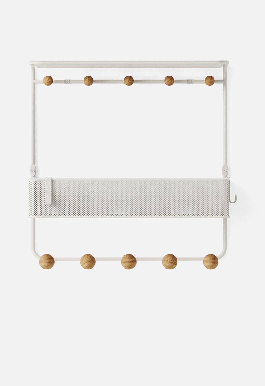 Umbra - Estique shelf with hooks - white