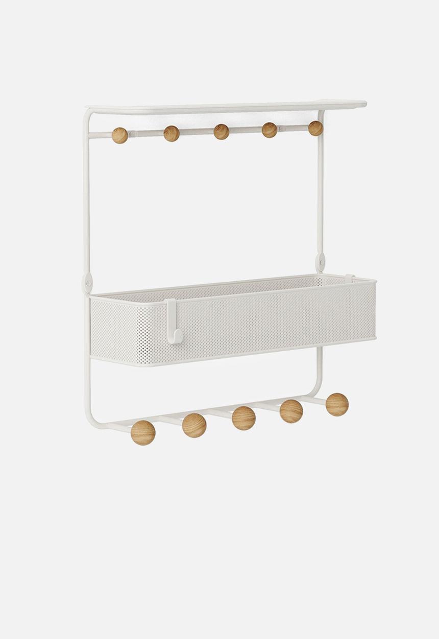 Umbra - Estique shelf with hooks - white