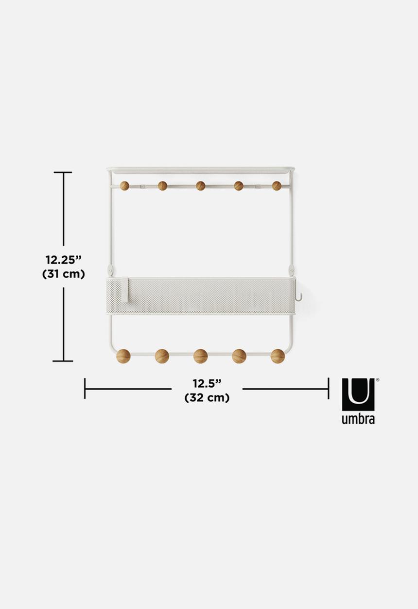 Umbra - Estique shelf with hooks - white