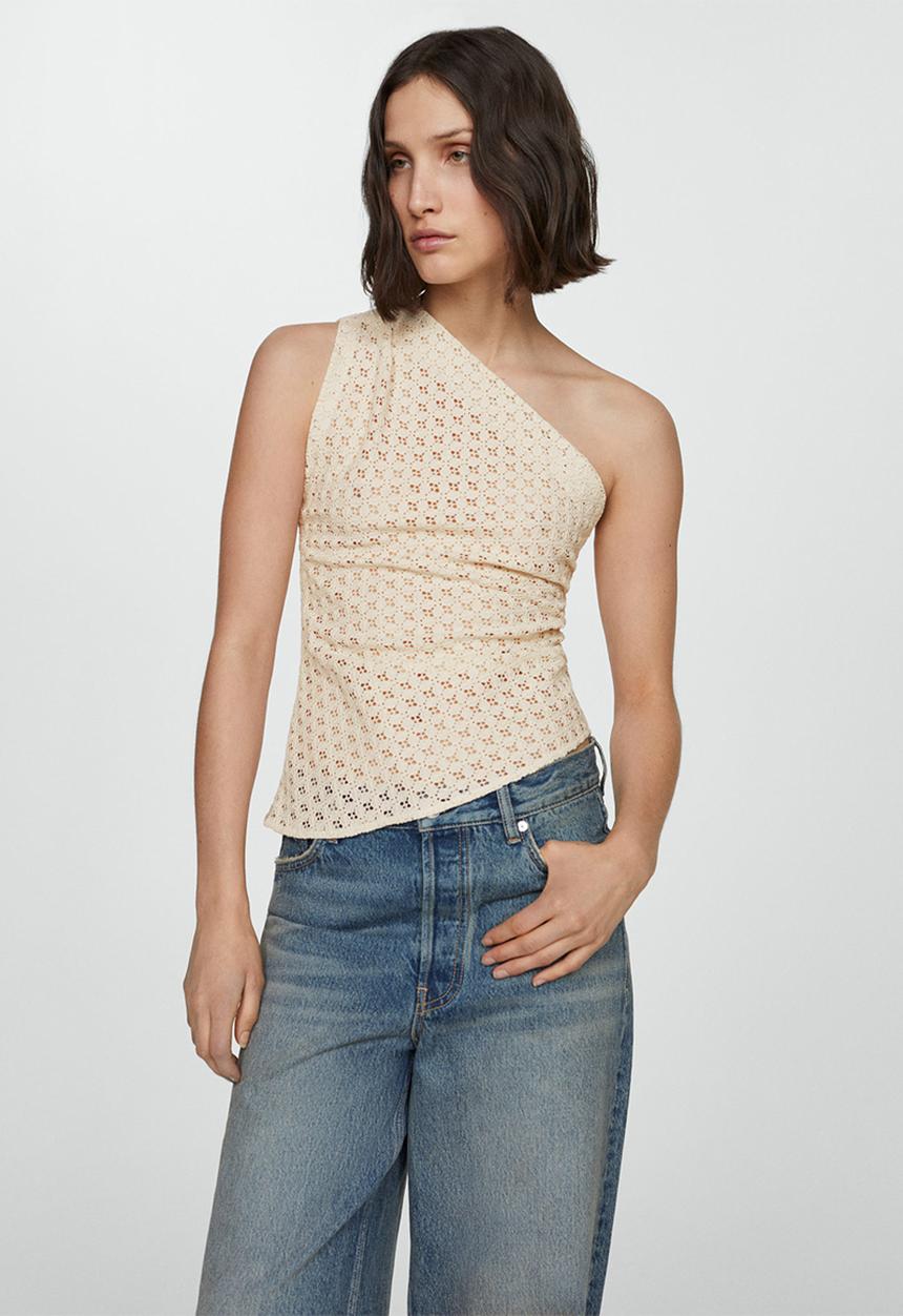 MANGO - Top lemon - light beige