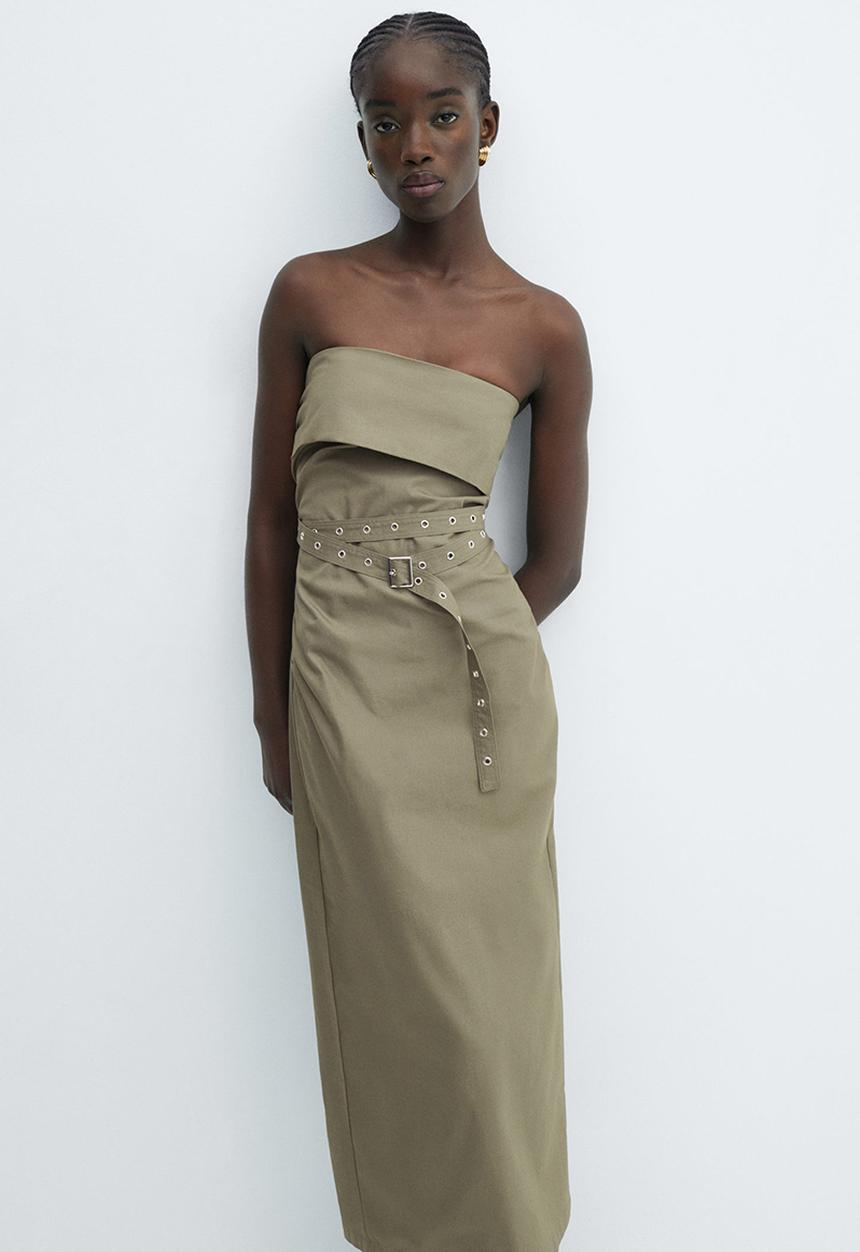 MANGO - Dress belty - beige/khaki