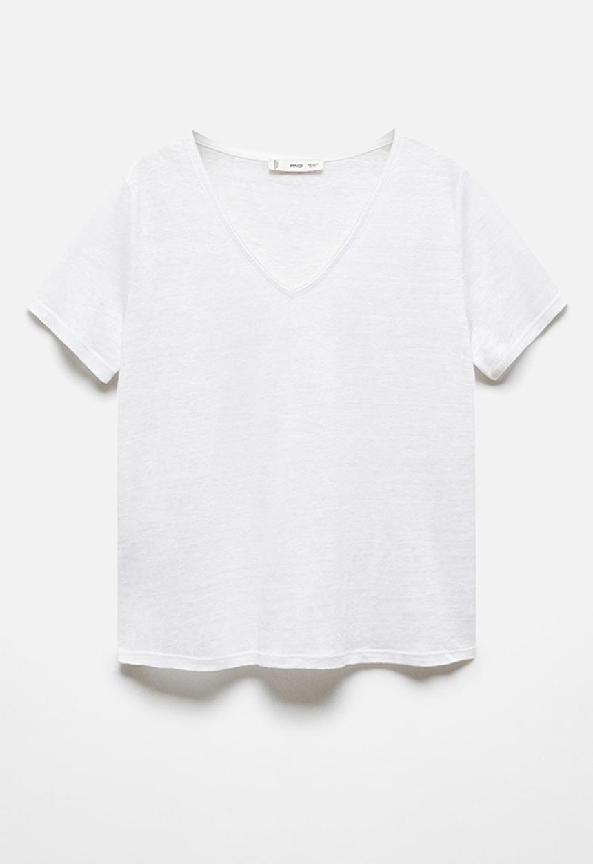 MANGO - Plus t-shirt linto - white