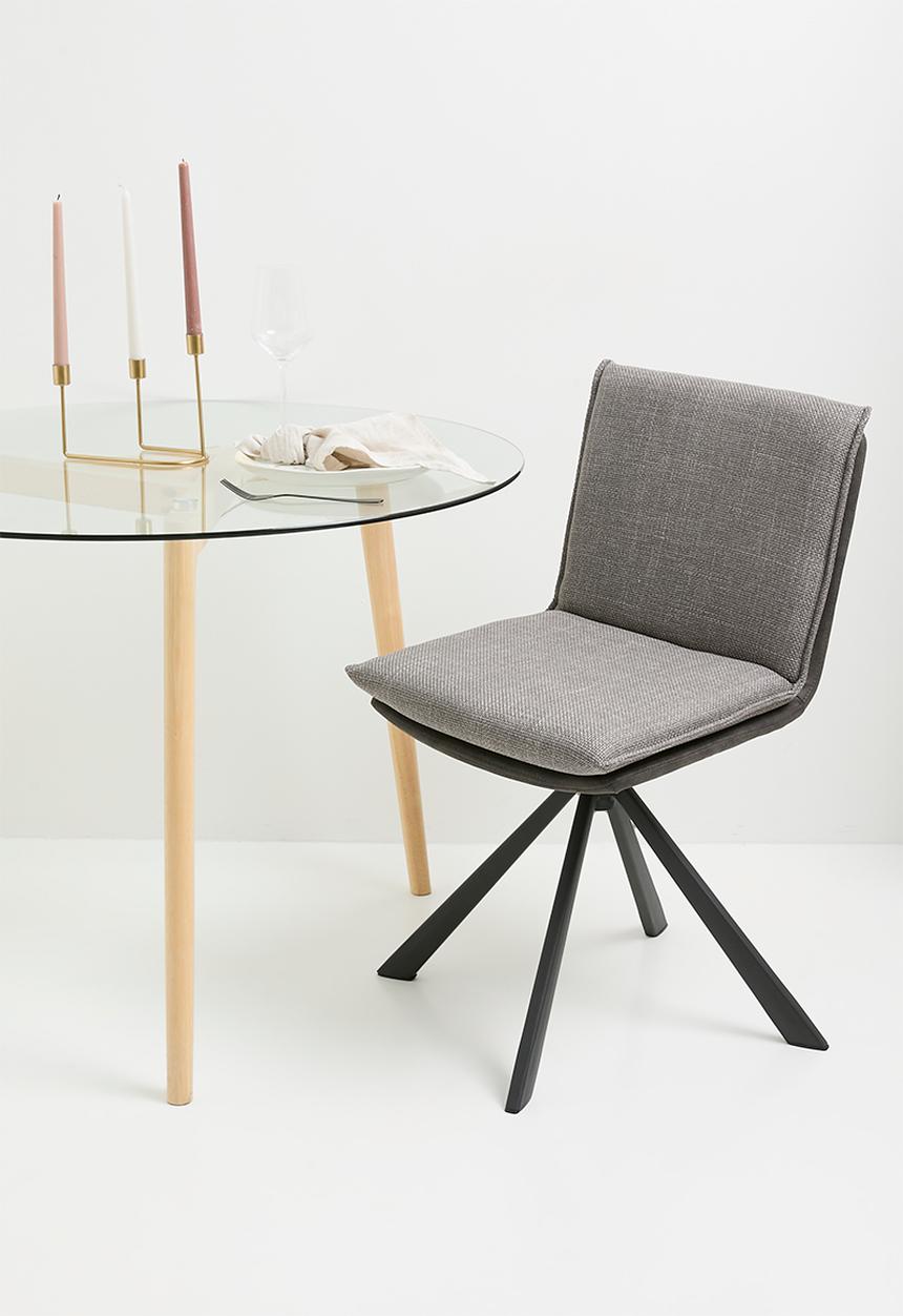 Sixth Floor - Flynn swivel dining chair-Basel  light grey