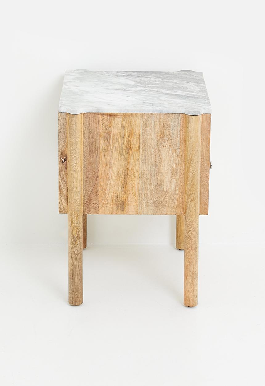 Sixth Floor - Kenya marble & wood Side Table-Natural
