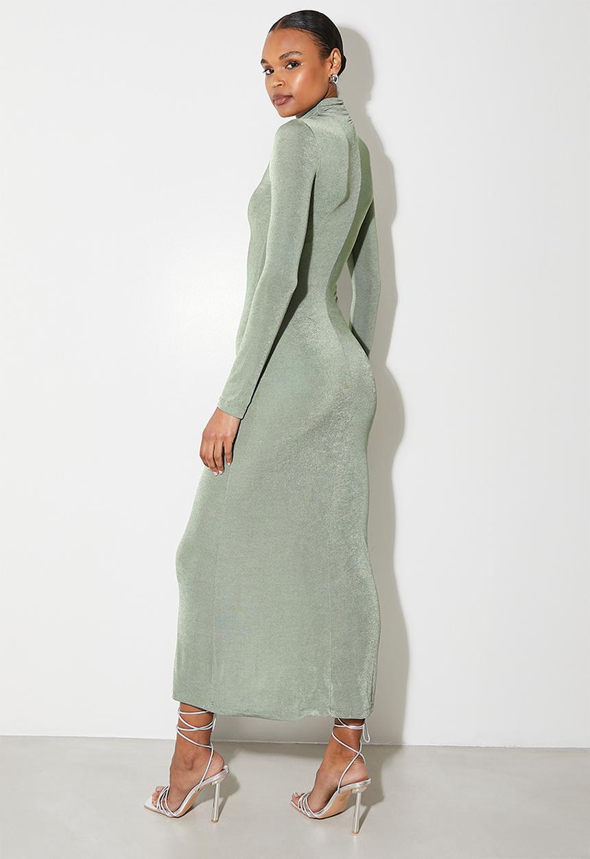 VELVET - Column midi dress - sage