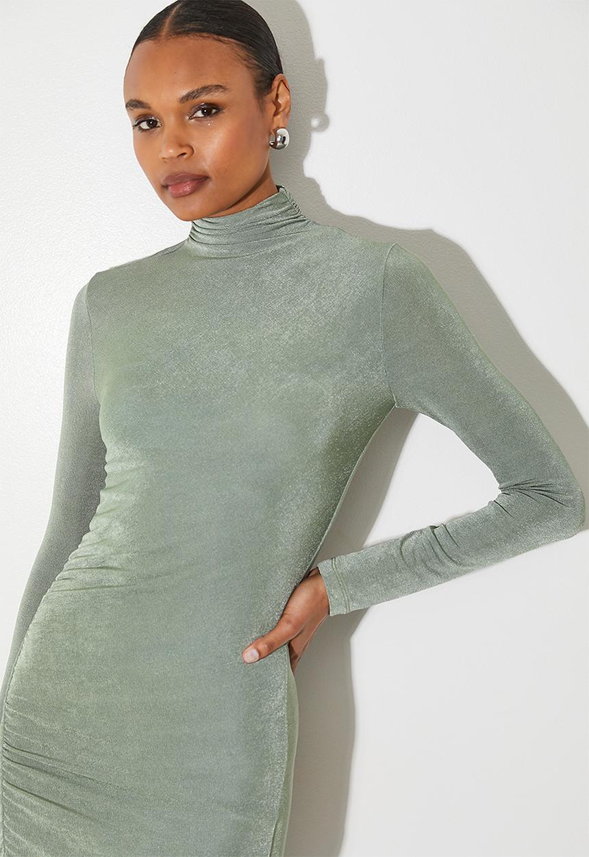 VELVET - Column midi dress - sage