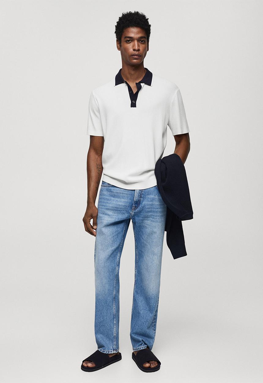 MANGO - Polo Shirt Rayo - White