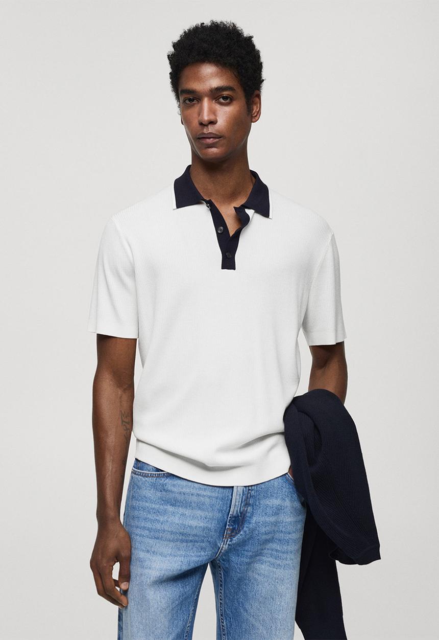 MANGO - Polo Shirt Rayo - White