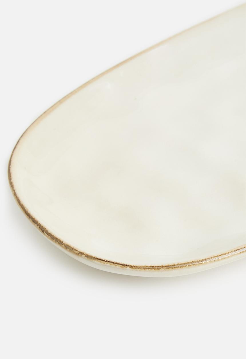 Excellent Houseware - Marta stoneware platter - Natural