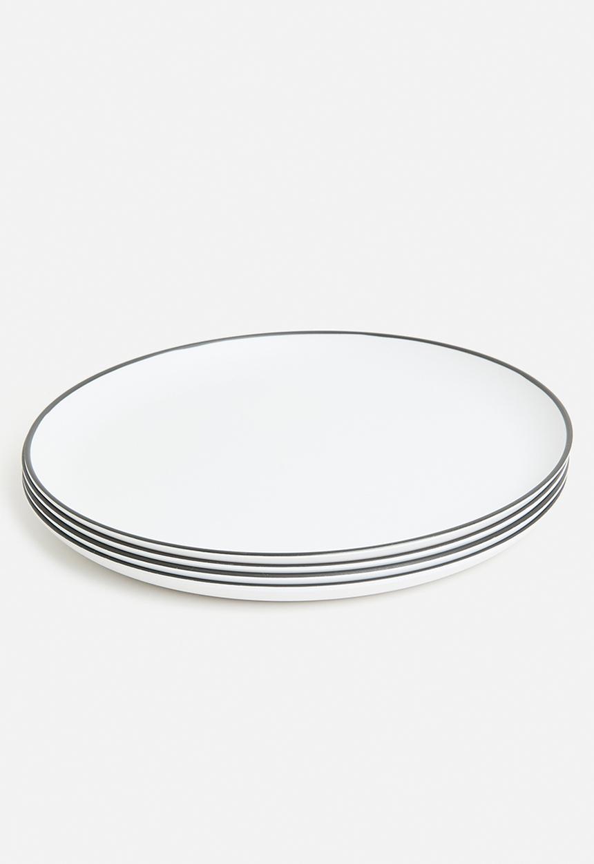 Excellent Houseware - Saga outdoor plate set of 4 - white