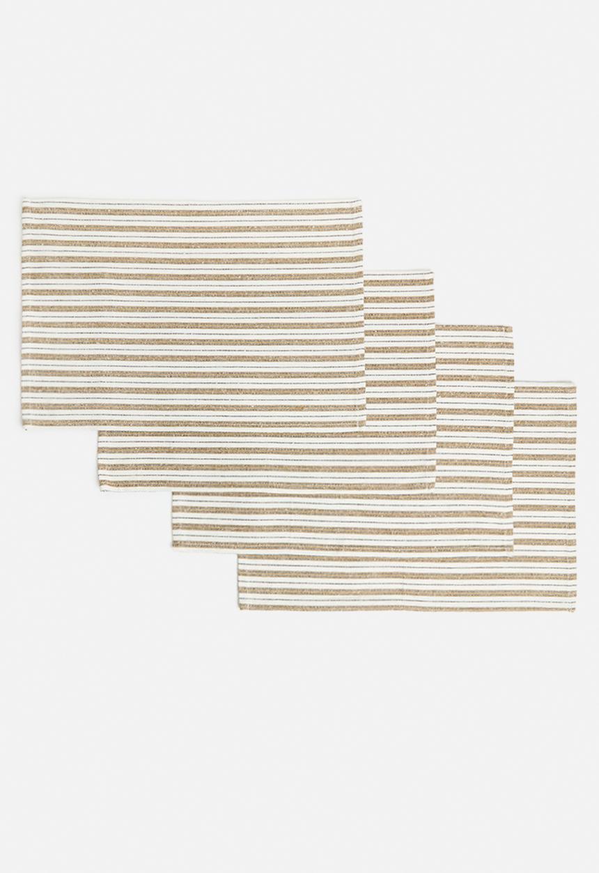 Excellent Houseware - Stripy placemat set of 4 - taupe