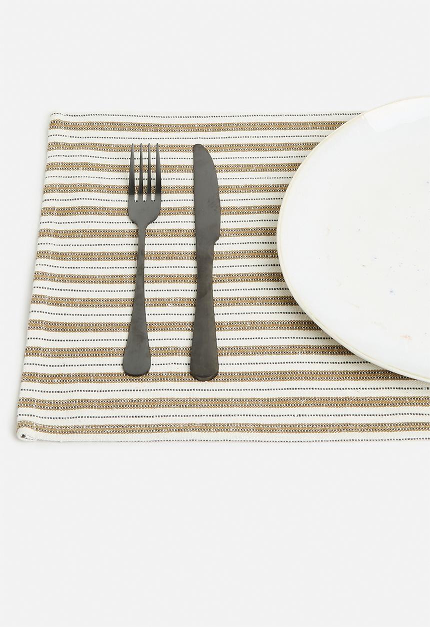 Excellent Houseware - Stripy placemat set of 4 - taupe