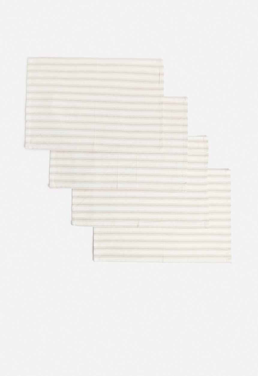 Excellent Houseware - Stripy placemat set of 4 - cream