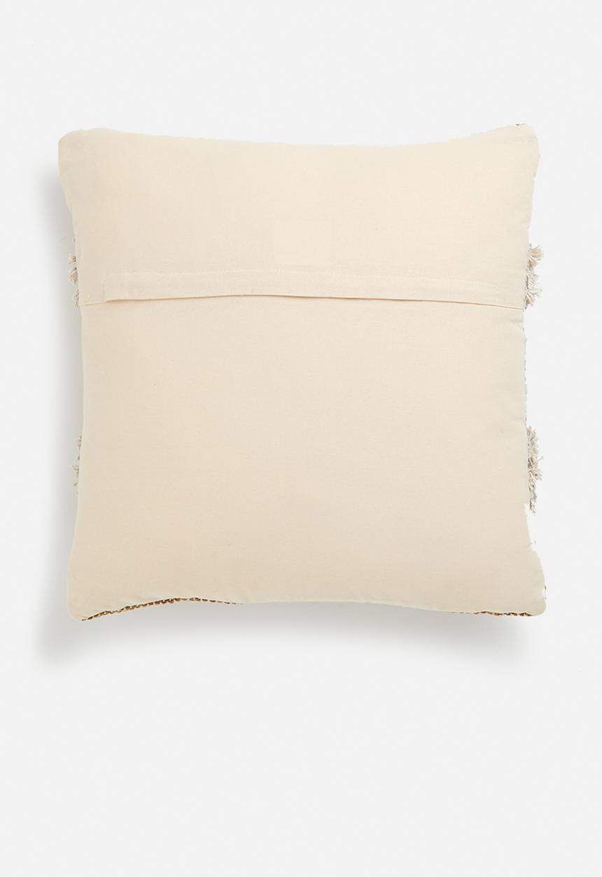H&S - Zigzag stripe jute cushion - mustard & natural