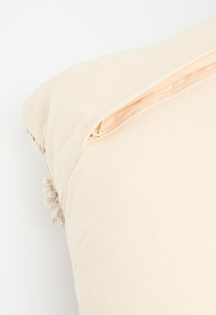 H&S - Zigzag stripe jute cushion - mustard & natural