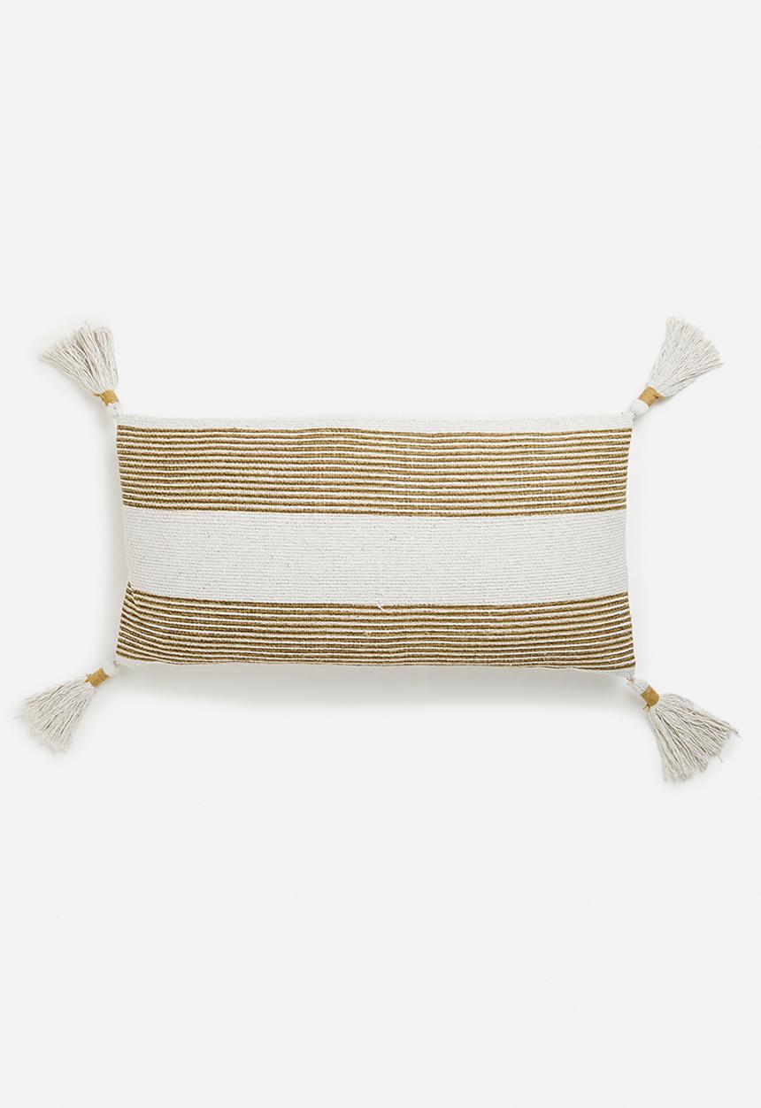 H&S - Coop tassel cushion - natural & mustard