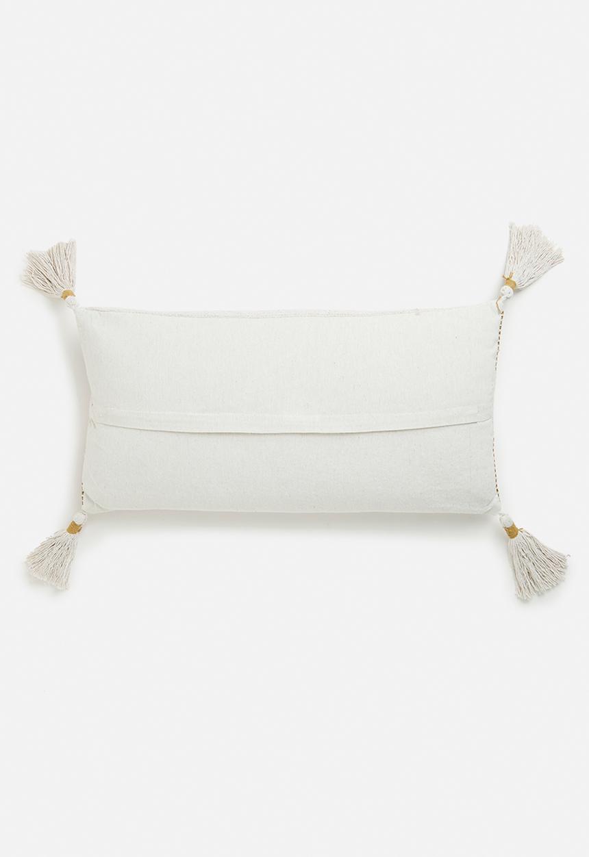 H&S - Coop tassel cushion - natural & mustard