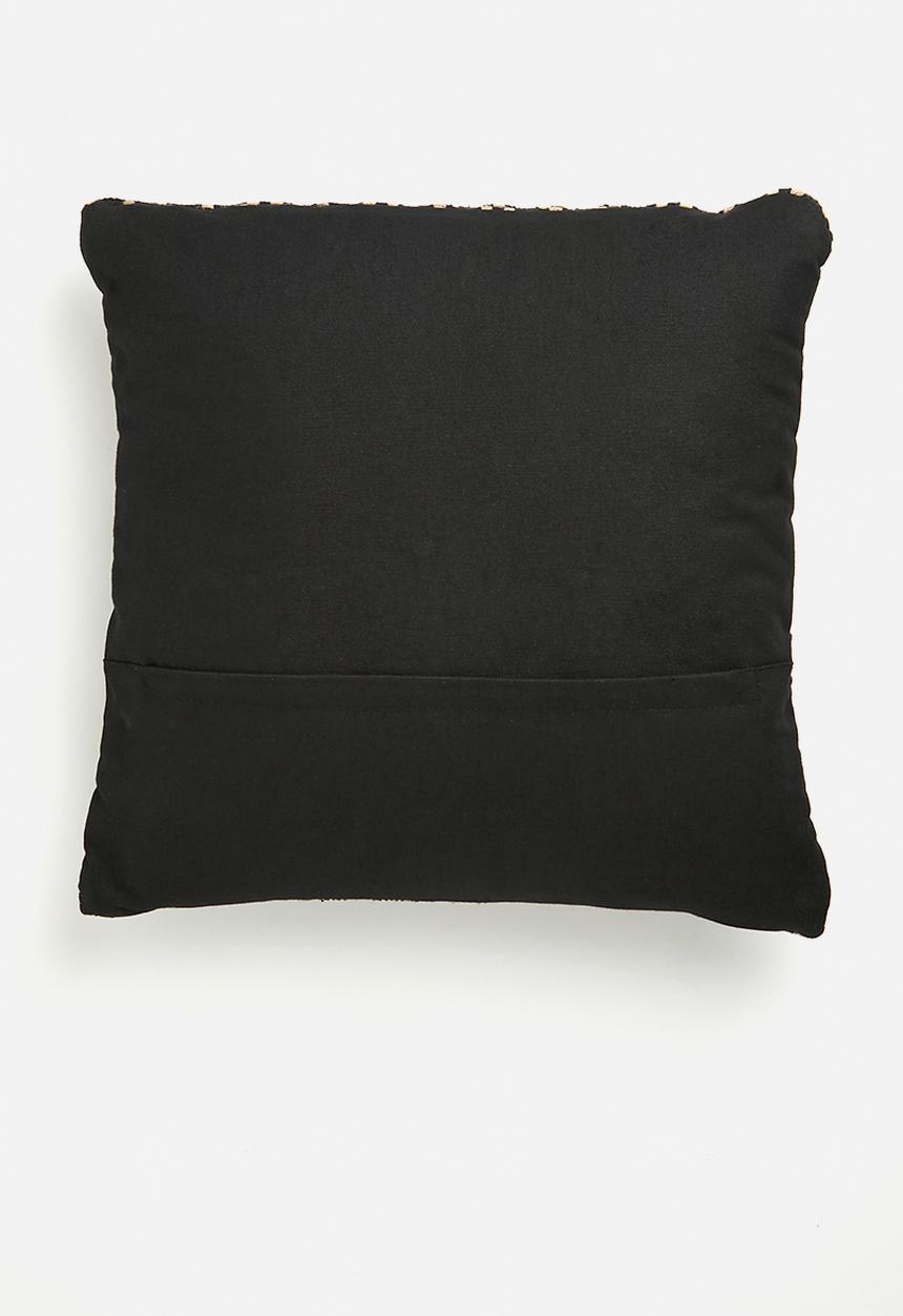 H&S - Diamond check jute cushion - black