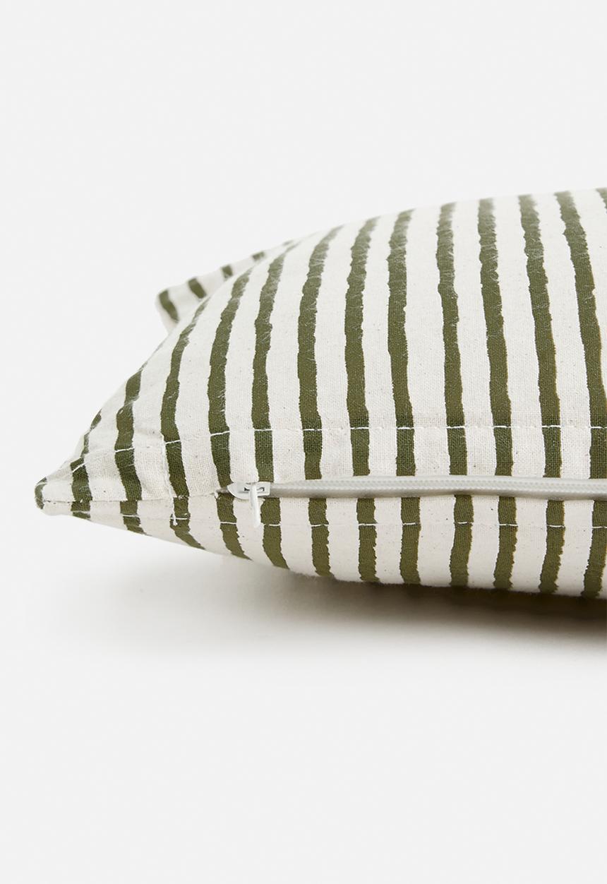 H&S - Milly stripe cushion - olive