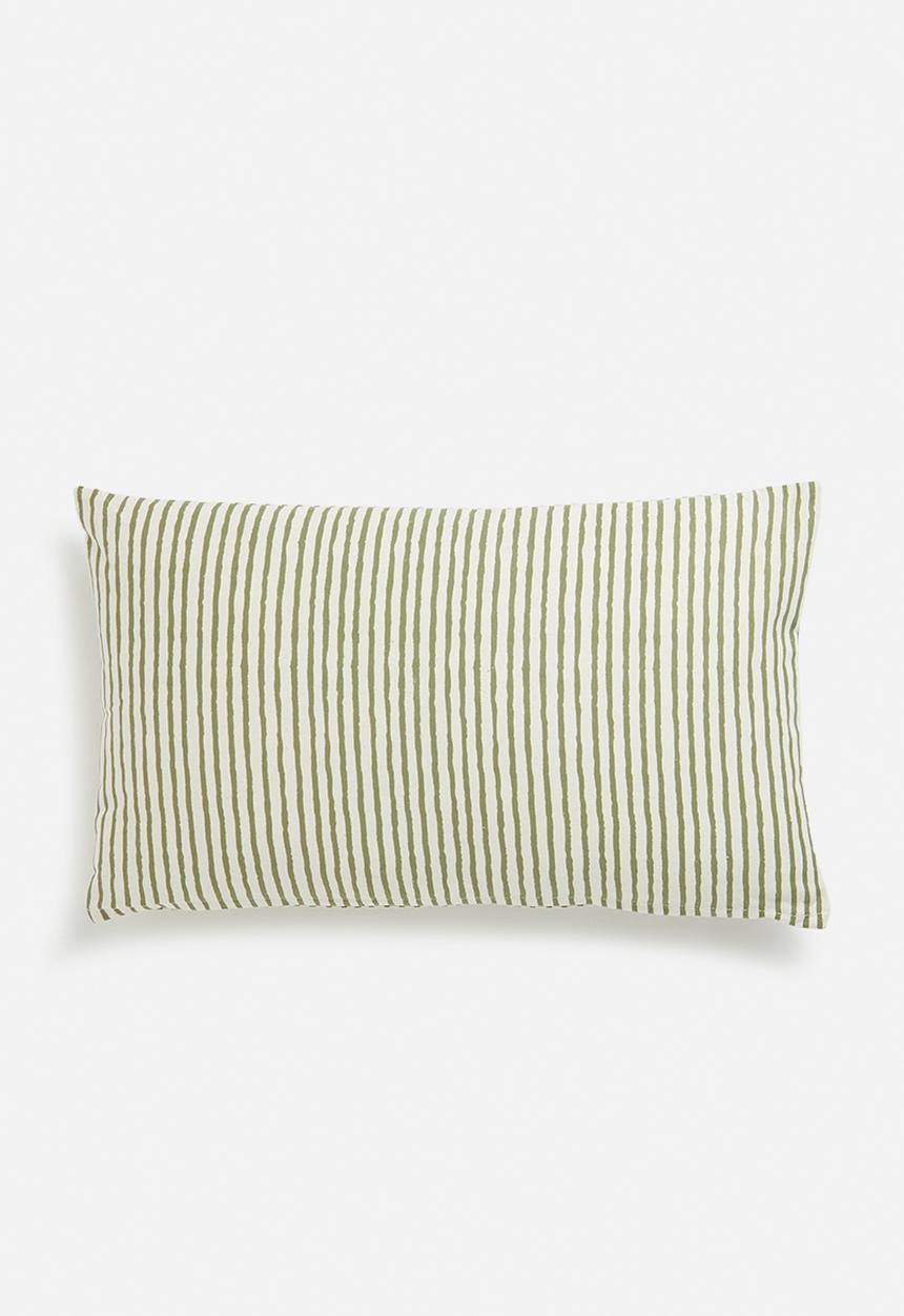 H&S - Milly stripe cushion - green