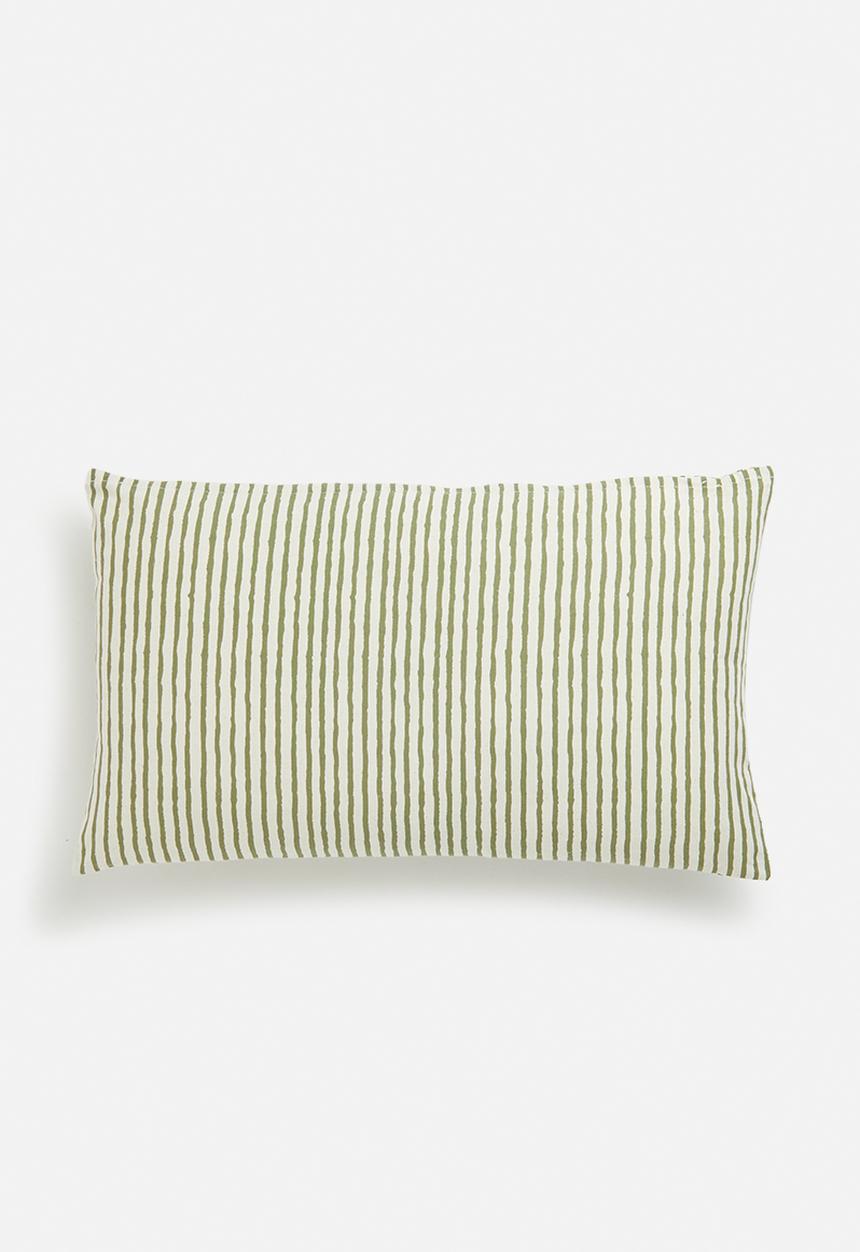 H&S - Milly stripe cushion - green