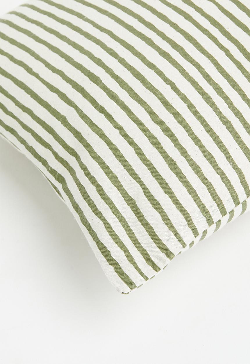 H&S - Milly stripe cushion - green