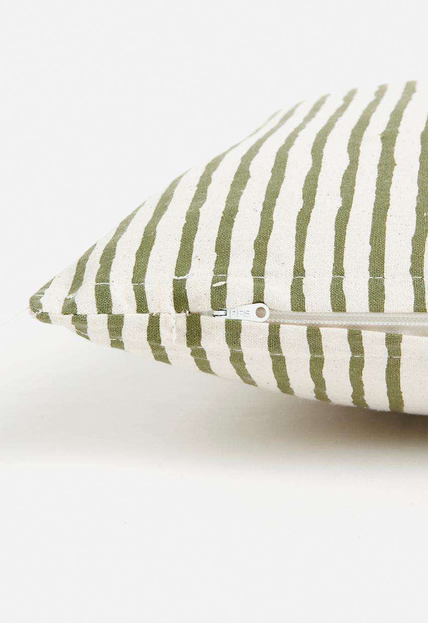 H&S - Milly stripe cushion - green