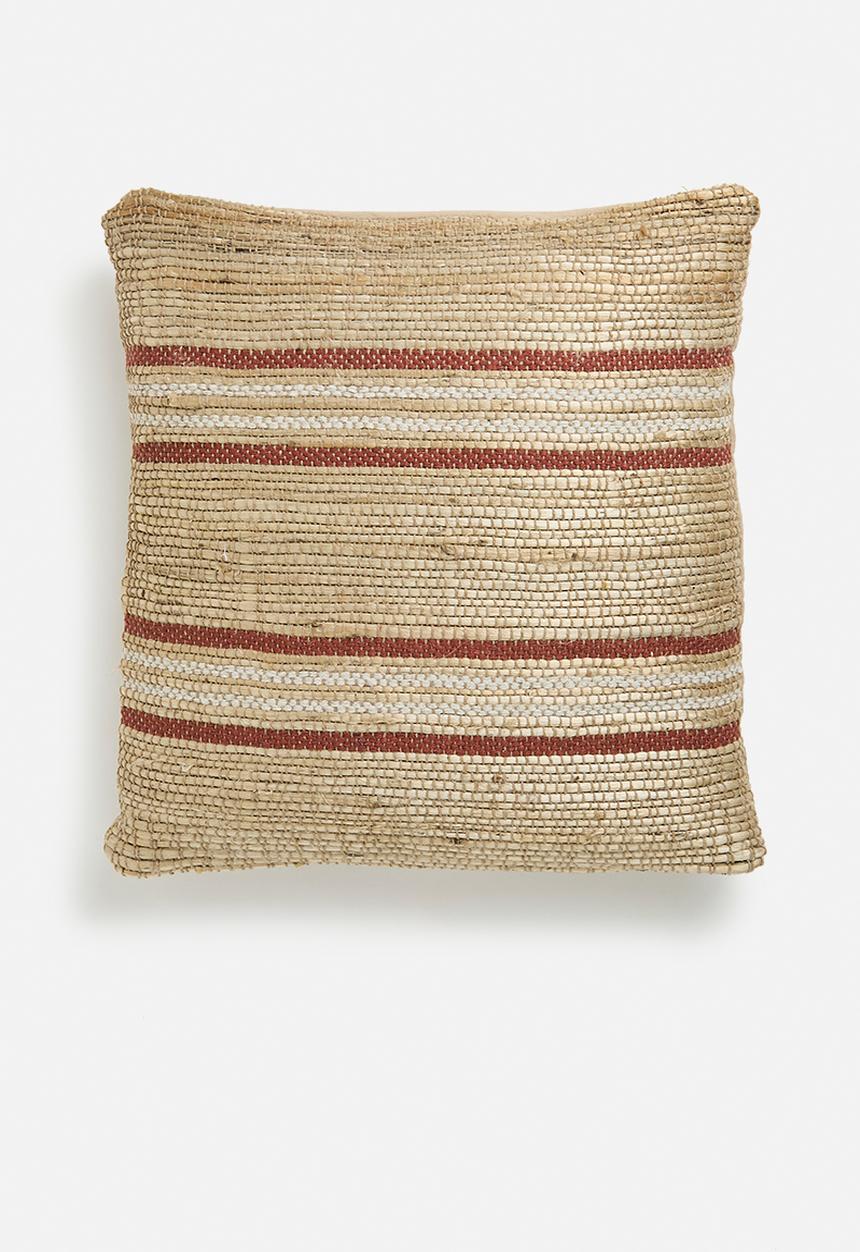 H&S - Twin stripe jute cushion - rust & natural