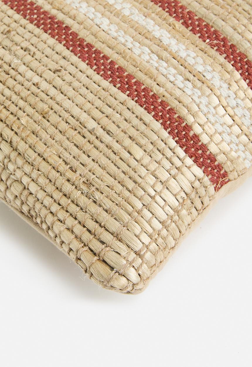 H&S - Twin stripe jute cushion - rust & natural