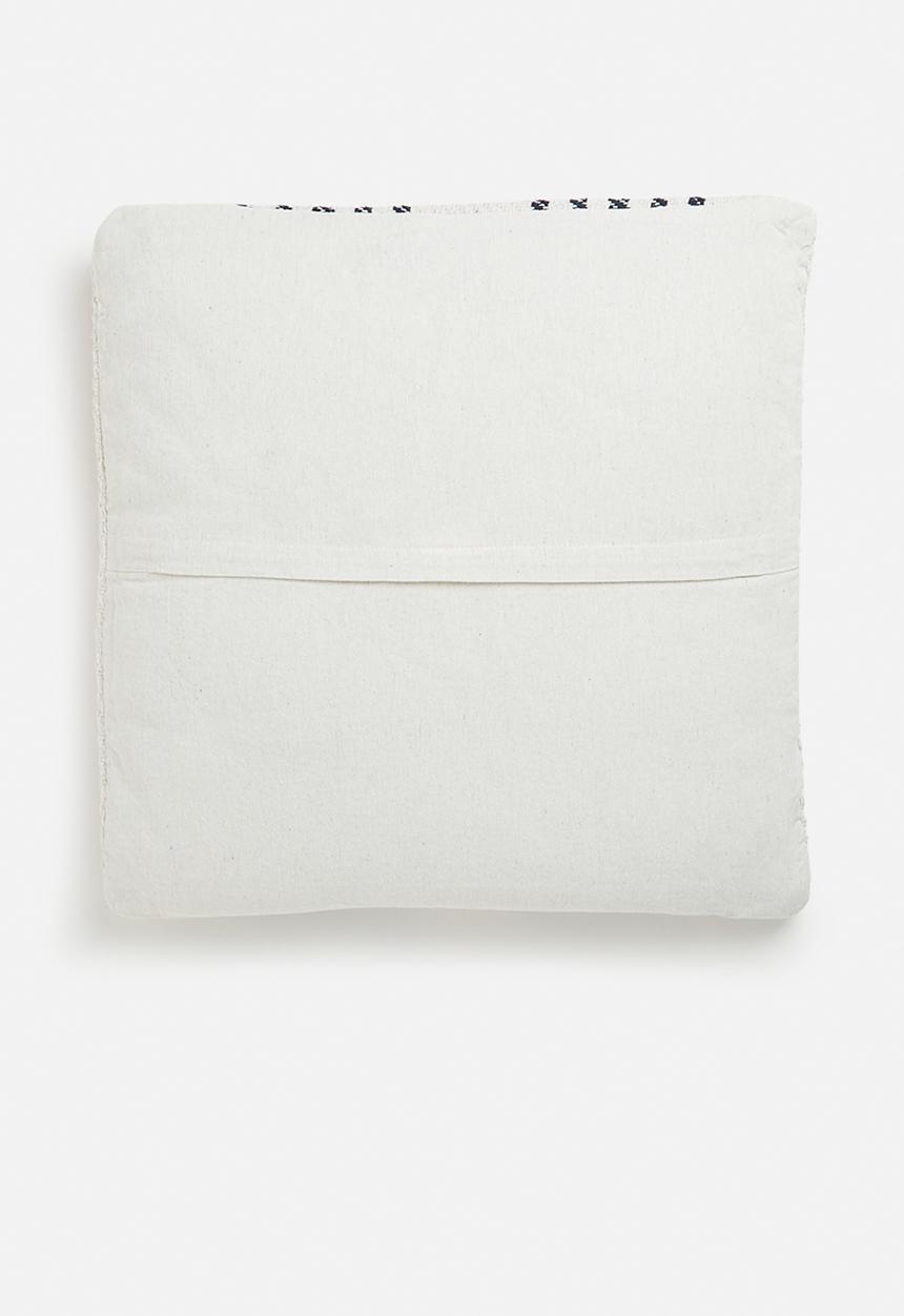 H&S - Handloom broad stripe cushion - blue & white