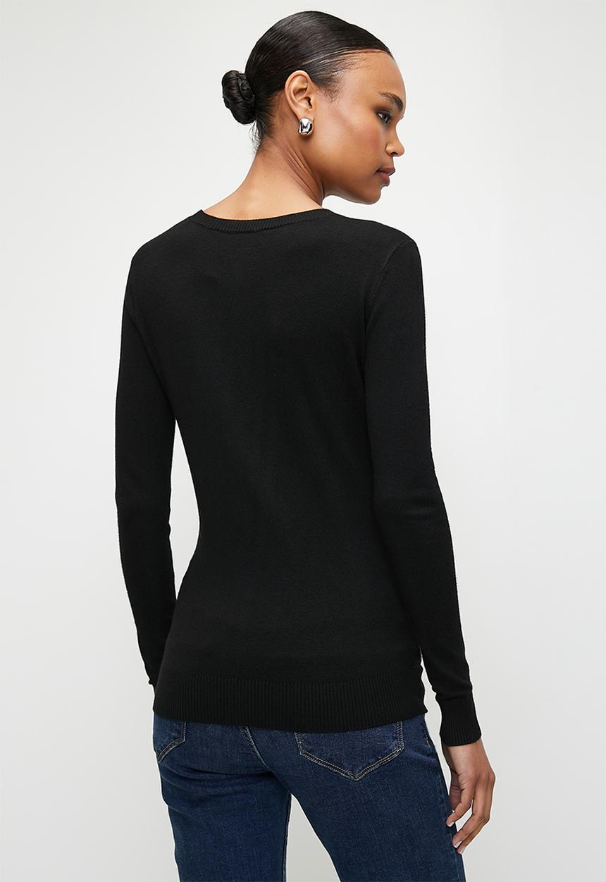 GUESS - Rosalie Triangle Logo Rn Sweater - Jet Black A996