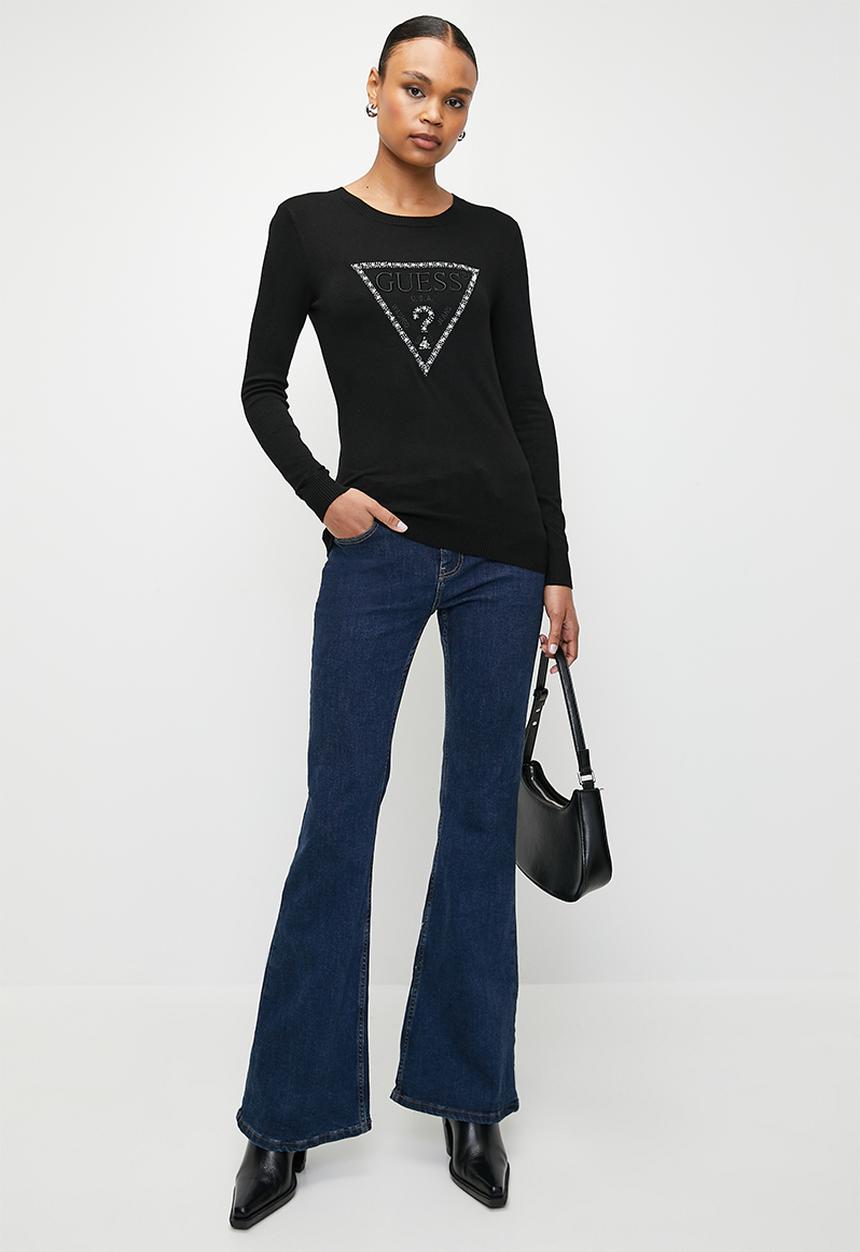 GUESS - Rosalie Triangle Logo Rn Sweater - Jet Black A996