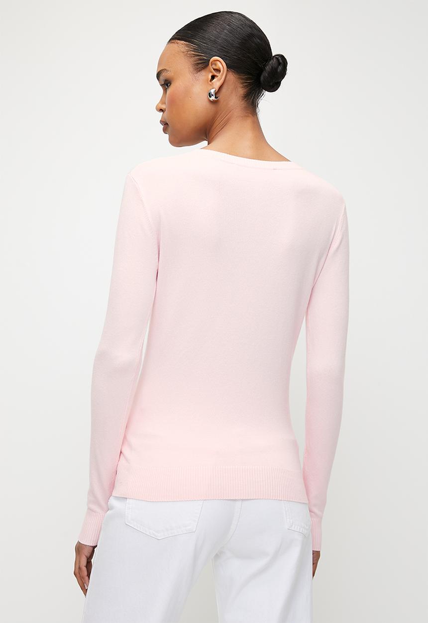 GUESS - Rosalie Triangle Logo Rn Sweater - Low Key Pink