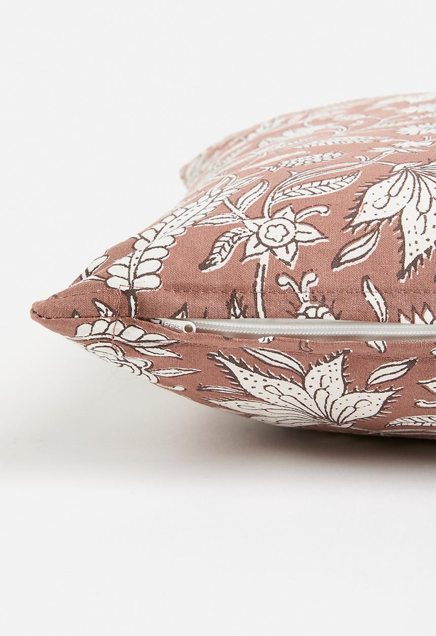 H&S - Bell block print cushion - rust
