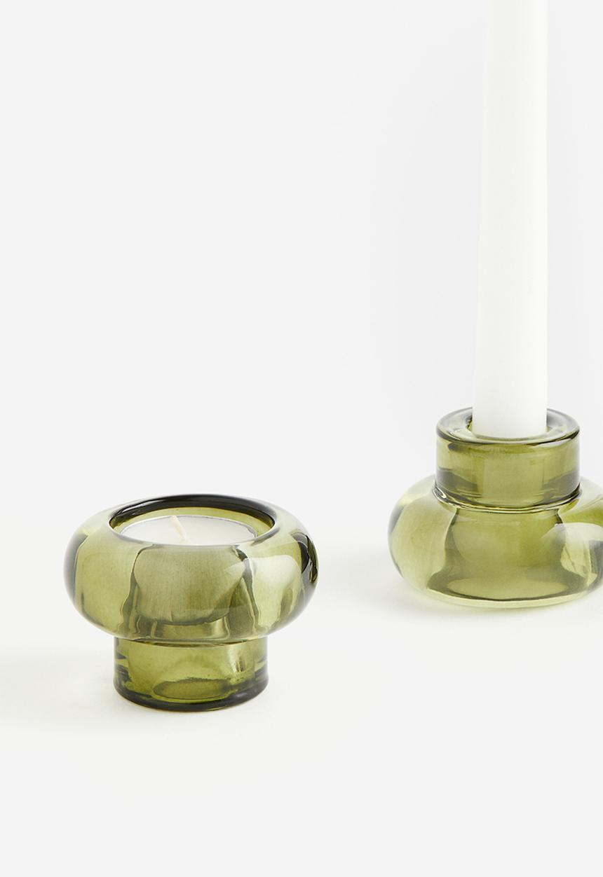 H&M - Glass candle holder - green