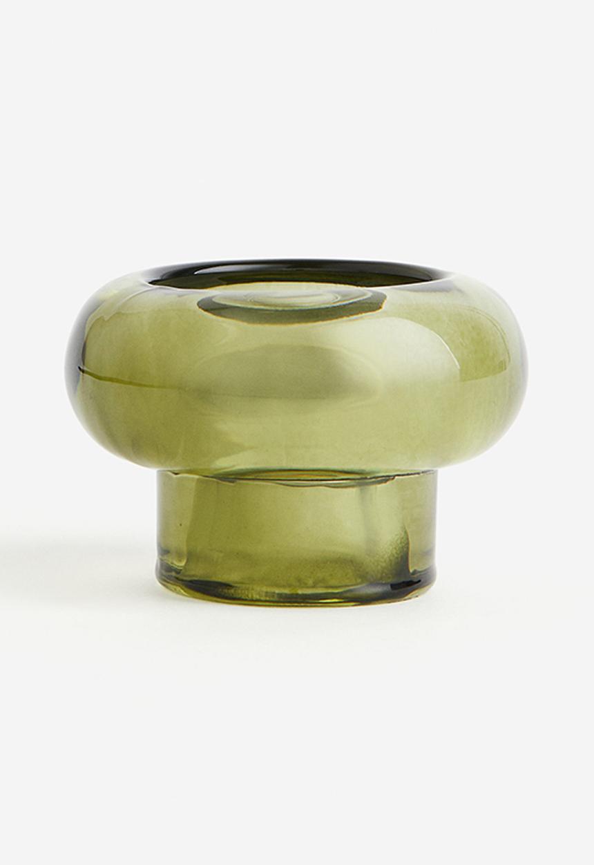 H&M - Glass candle holder - green