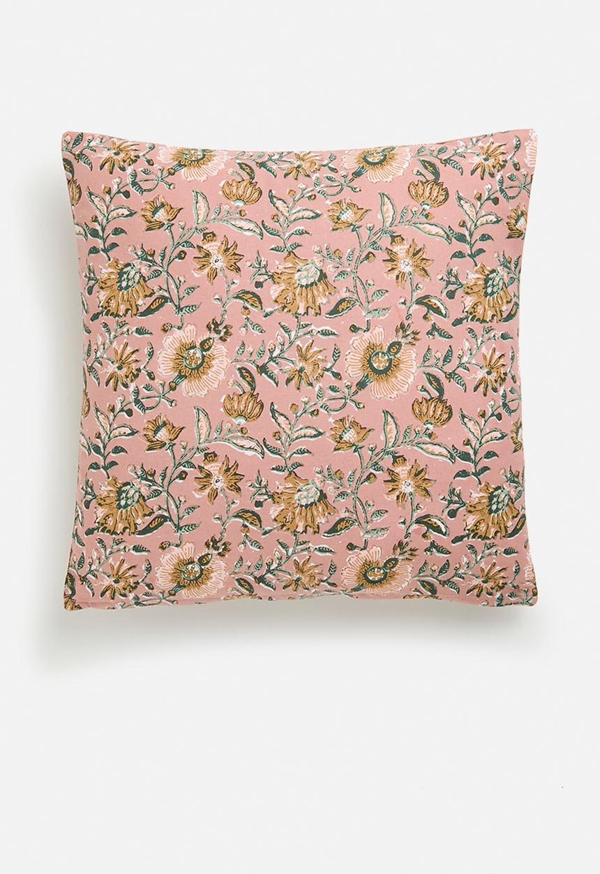 H&S - Bell block print cushion - pink