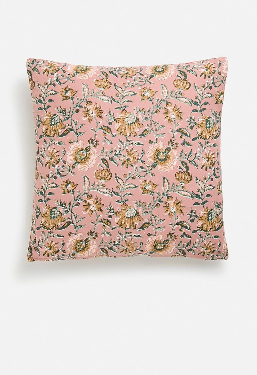 H&S - Bell block print cushion - pink