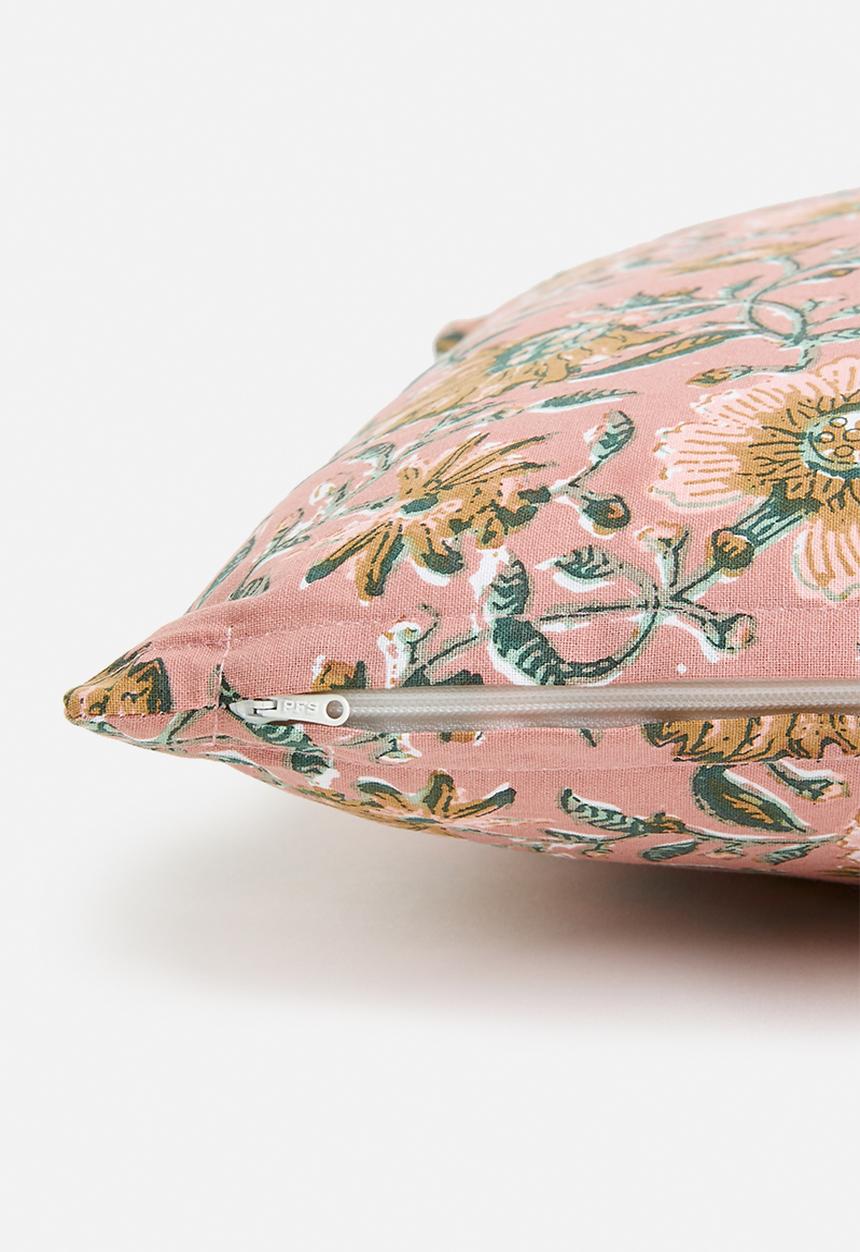 H&S - Bell block print cushion - pink