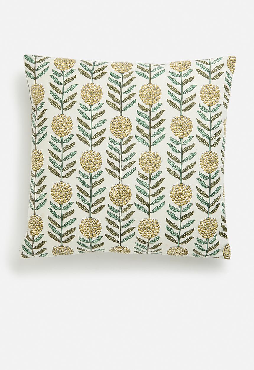 H&S - Bell block print cushion - natural
