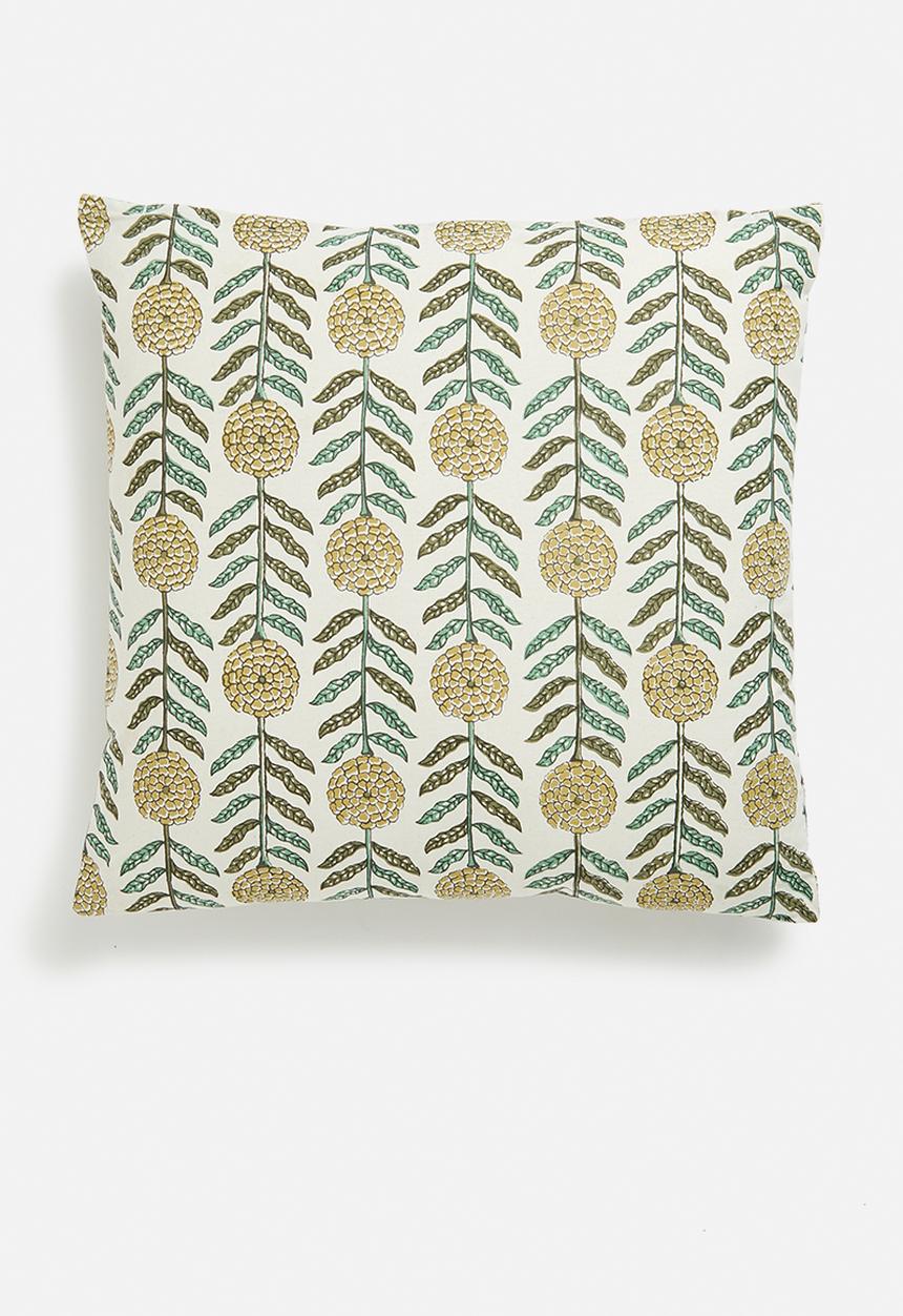 H&S - Bell block print cushion - natural