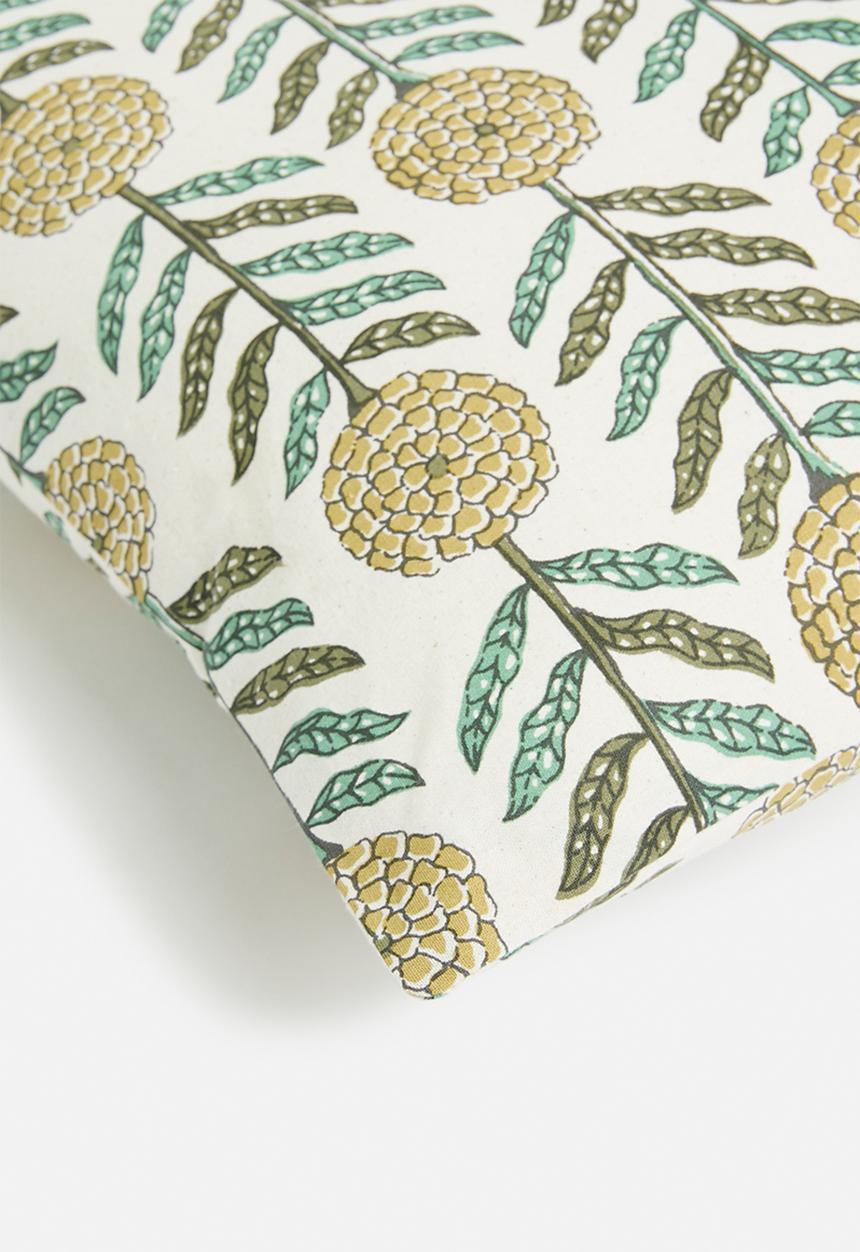 H&S - Bell block print cushion - natural