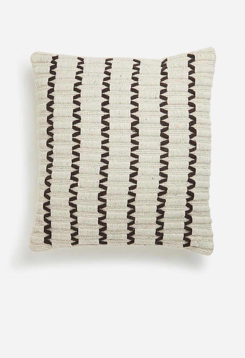 H&S - Diamond block jute cushion - black & natural