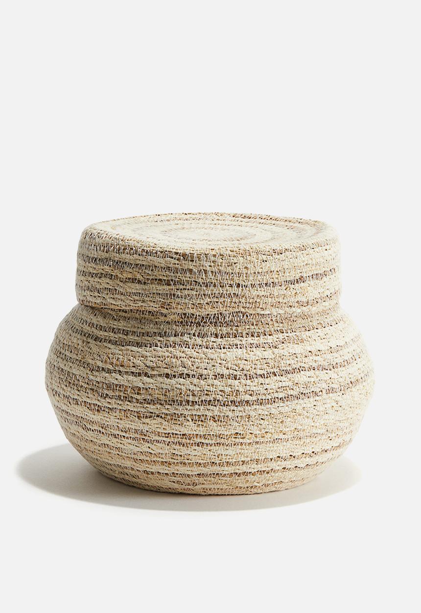 H&M - Small handmade straw box - beige