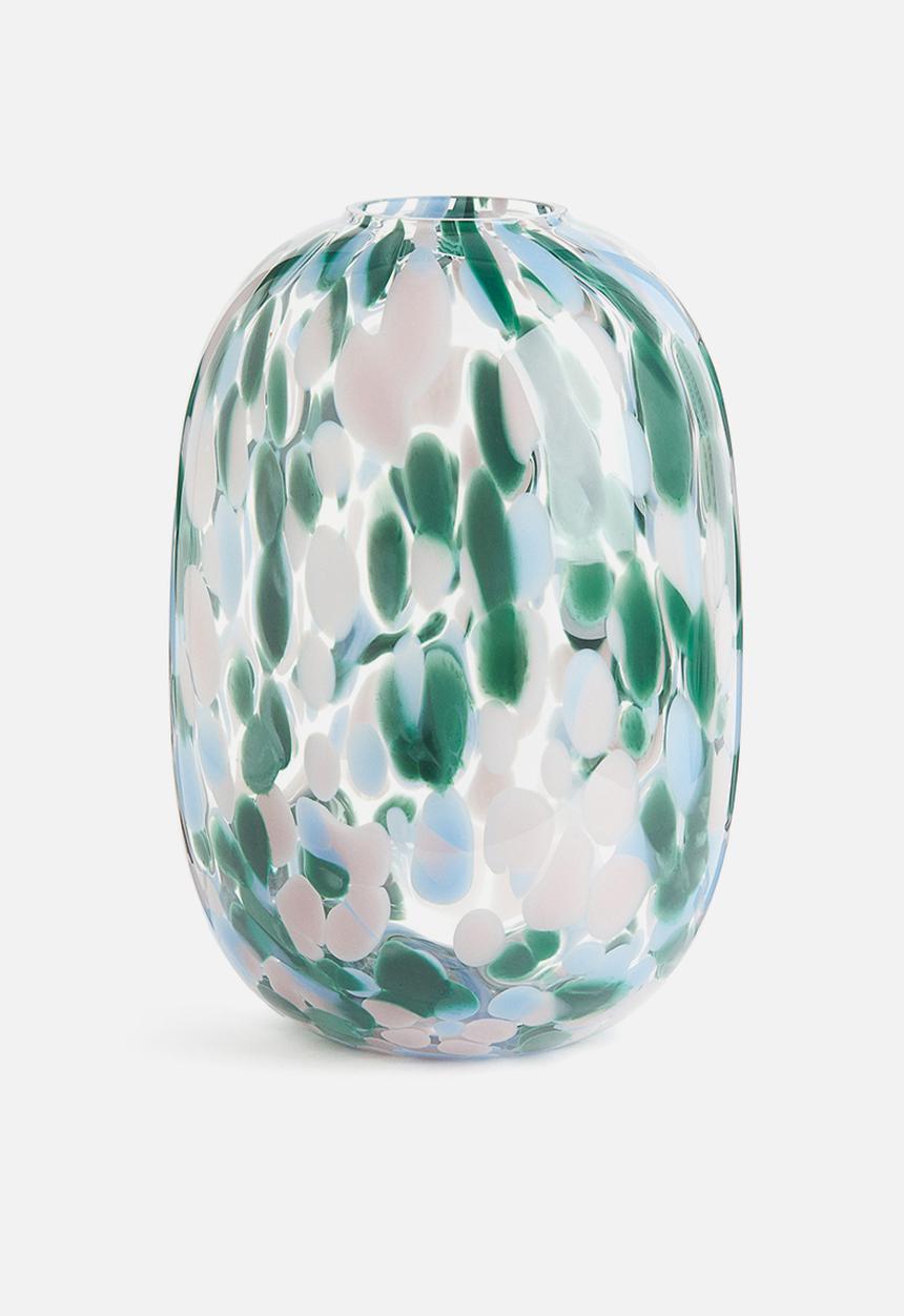 H&M - Patterned large glass vase - transparent multi