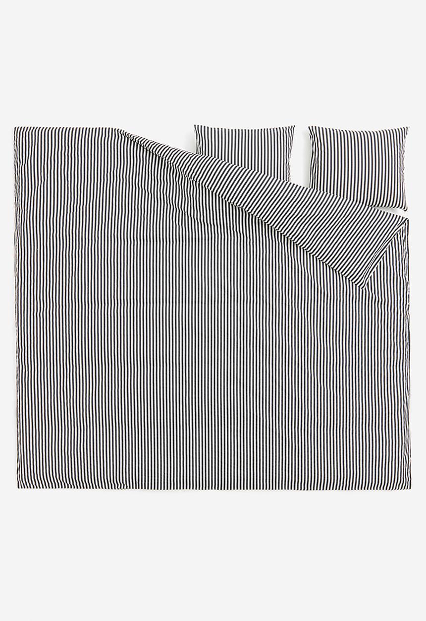 H&M - Cotton double/king duvet cover set - black multi