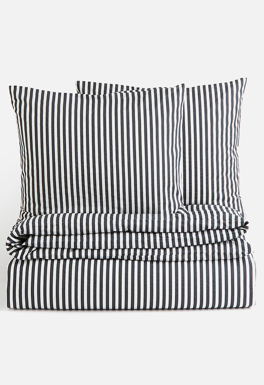 H&M - Cotton double/king duvet cover set - black multi